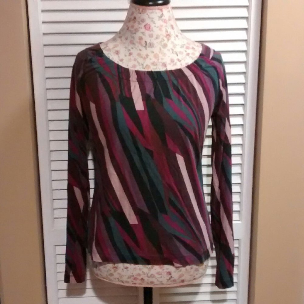 a.n.a Multicolor Striped Long-Sleeve Top, Size M, Pre-Owned